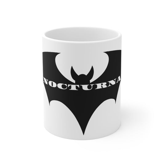 Nocturna Bat 11oz White Mug – Perfect Gift for Halloween Lovers